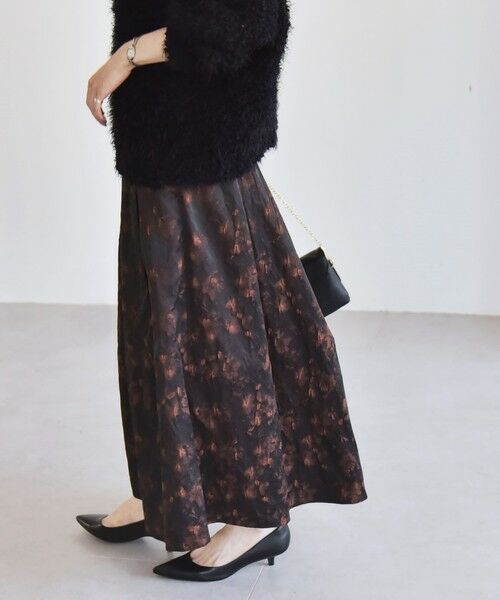 SHIPS / シップス ロング・マキシ丈スカート | quaranciel:〈洗濯機可能〉フラワー ジャカード タック ギャザー フレア スカート | 詳細10