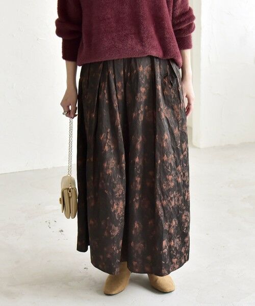 SHIPS / シップス ロング・マキシ丈スカート | quaranciel:〈洗濯機可能〉フラワー ジャカード タック ギャザー フレア スカート | 詳細3