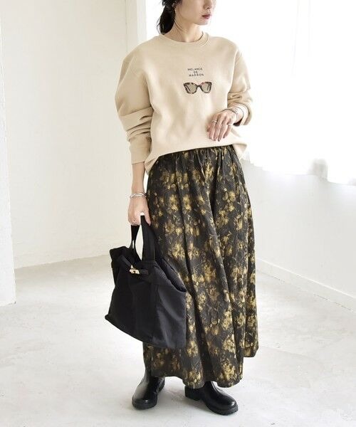 SHIPS / シップス ロング・マキシ丈スカート | quaranciel:〈洗濯機可能〉フラワー ジャカード タック ギャザー フレア スカート | 詳細15