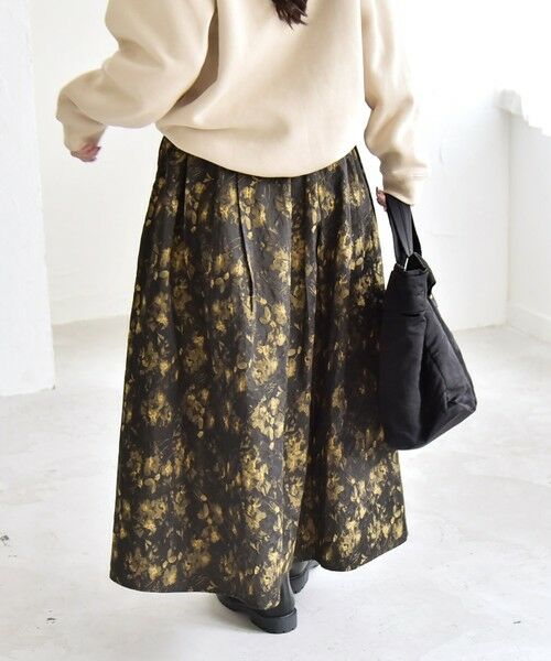SHIPS / シップス ロング・マキシ丈スカート | quaranciel:〈洗濯機可能〉フラワー ジャカード タック ギャザー フレア スカート | 詳細19