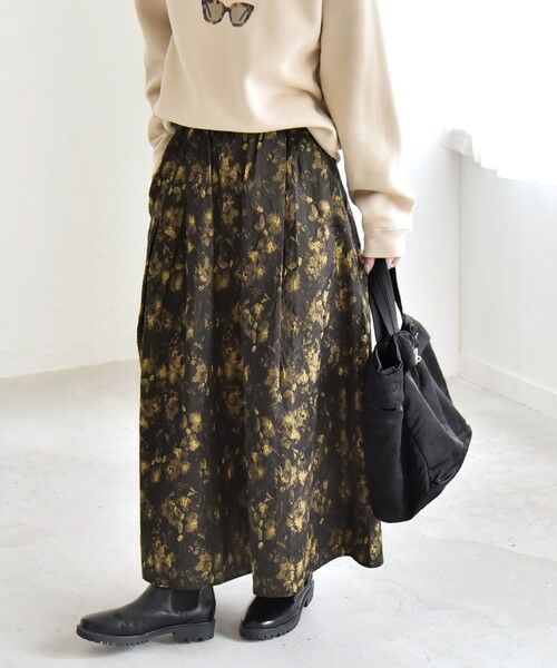 SHIPS / シップス ロング・マキシ丈スカート | quaranciel:〈洗濯機可能〉フラワー ジャカード タック ギャザー フレア スカート | 詳細20