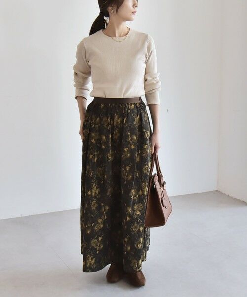 SHIPS / シップス ロング・マキシ丈スカート | quaranciel:〈洗濯機可能〉フラワー ジャカード タック ギャザー フレア スカート | 詳細25