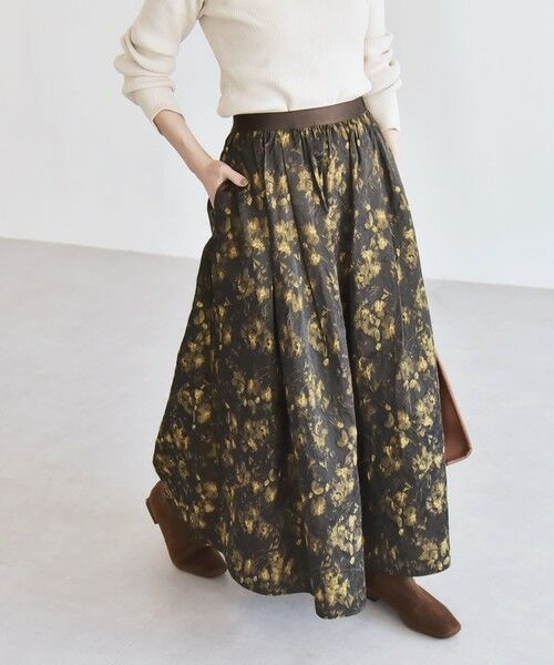 SHIPS / シップス ロング・マキシ丈スカート | quaranciel:〈洗濯機可能〉フラワー ジャカード タック ギャザー フレア スカート | 詳細28