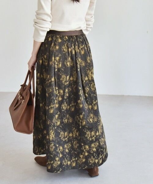 SHIPS / シップス ロング・マキシ丈スカート | quaranciel:〈洗濯機可能〉フラワー ジャカード タック ギャザー フレア スカート | 詳細29