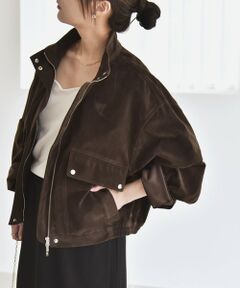 SHIPS / シップス ブルゾン | quaranciel〈洗濯機可能〉ポリエステル スエード スタンドカラー ジップ ショート ブルゾン