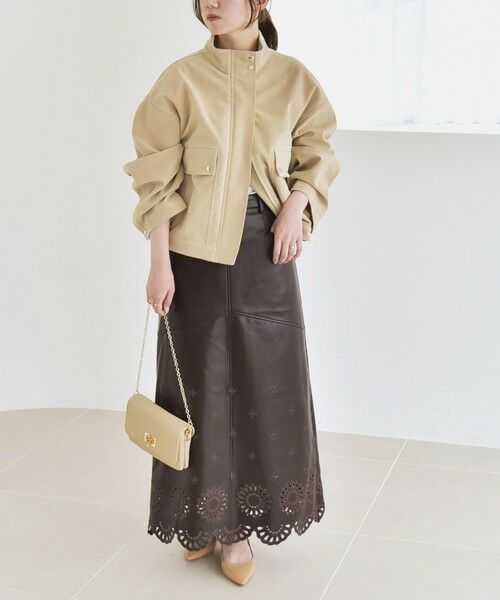 SHIPS / シップス ブルゾン | quaranciel〈洗濯機可能〉ポリエステル スエード スタンドカラー ジップ ショート ブルゾン | 詳細1