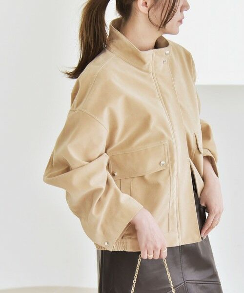 SHIPS / シップス ブルゾン | quaranciel〈洗濯機可能〉ポリエステル スエード スタンドカラー ジップ ショート ブルゾン | 詳細5