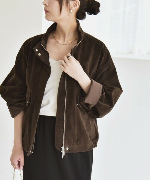 SHIPS / シップス ブルゾン | quaranciel〈洗濯機可能〉ポリエステル スエード スタンドカラー ジップ ショート ブルゾン | 詳細15