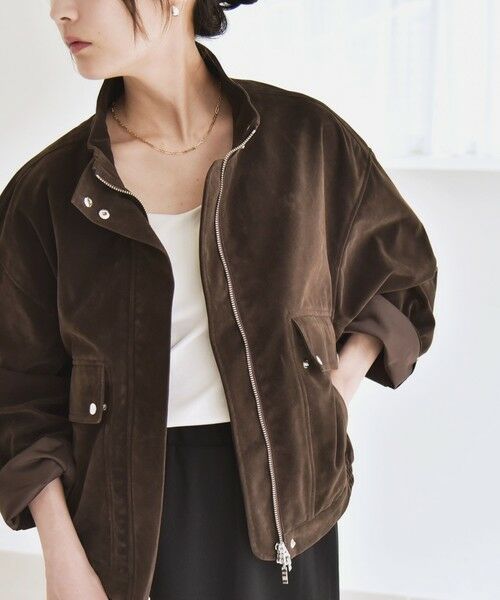 SHIPS / シップス ブルゾン | quaranciel〈洗濯機可能〉ポリエステル スエード スタンドカラー ジップ ショート ブルゾン | 詳細16