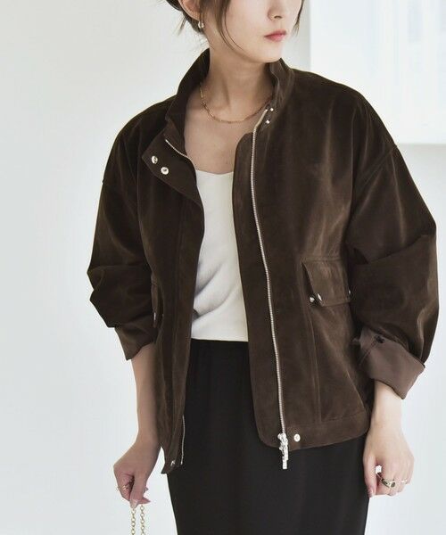 SHIPS / シップス ブルゾン | quaranciel〈洗濯機可能〉ポリエステル スエード スタンドカラー ジップ ショート ブルゾン | 詳細17