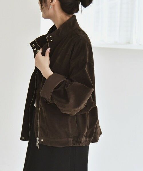 SHIPS / シップス ブルゾン | quaranciel〈洗濯機可能〉ポリエステル スエード スタンドカラー ジップ ショート ブルゾン | 詳細19