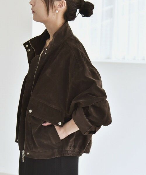 SHIPS / シップス ブルゾン | quaranciel〈洗濯機可能〉ポリエステル スエード スタンドカラー ジップ ショート ブルゾン | 詳細20