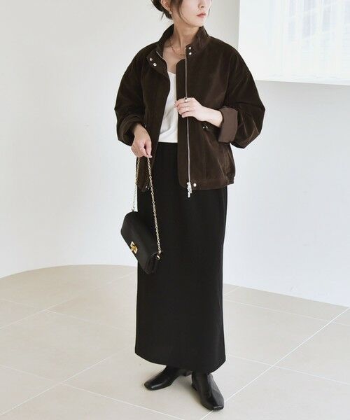 SHIPS / シップス ブルゾン | quaranciel〈洗濯機可能〉ポリエステル スエード スタンドカラー ジップ ショート ブルゾン | 詳細12