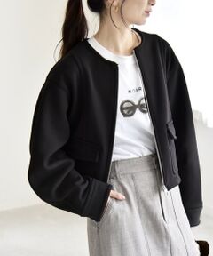 SHIPS / シップス ブルゾン | quaranciel:〈洗濯機可能〉ダンボール 裏起毛 ノーカラー コクーン ショート ブルゾン