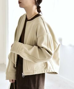 SHIPS / シップス ブルゾン | quaranciel:〈洗濯機可能〉ダンボール 裏起毛 ノーカラー コクーン ショート ブルゾン