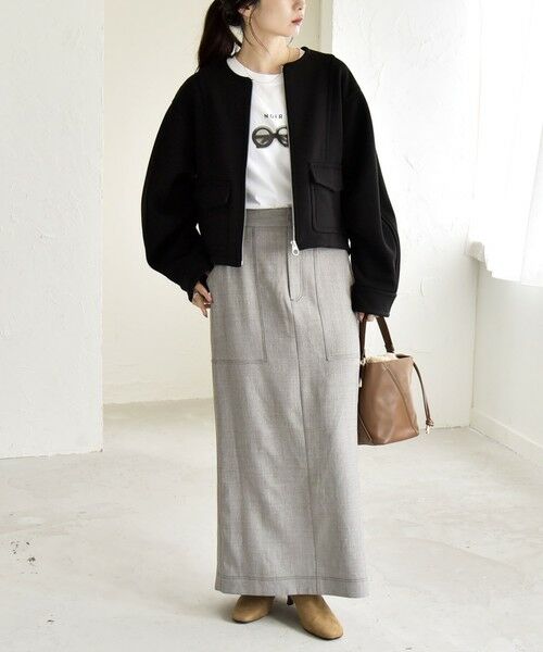 SHIPS / シップス ブルゾン | quaranciel:〈洗濯機可能〉ダンボール 裏起毛 ノーカラー コクーン ショート ブルゾン | 詳細1