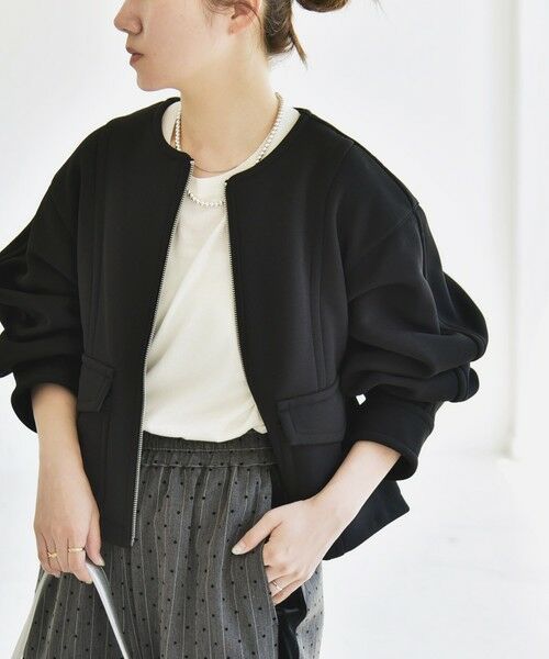 SHIPS / シップス ブルゾン | quaranciel:〈洗濯機可能〉ダンボール 裏起毛 ノーカラー コクーン ショート ブルゾン | 詳細10