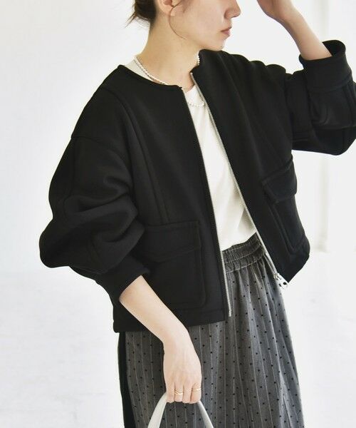 SHIPS / シップス ブルゾン | quaranciel:〈洗濯機可能〉ダンボール 裏起毛 ノーカラー コクーン ショート ブルゾン | 詳細12