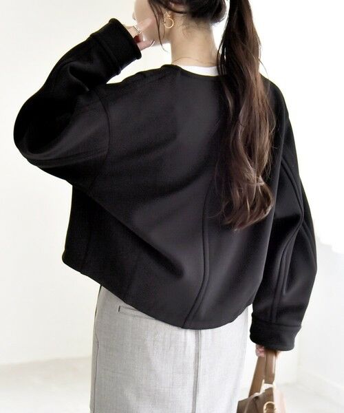 SHIPS / シップス ブルゾン | quaranciel:〈洗濯機可能〉ダンボール 裏起毛 ノーカラー コクーン ショート ブルゾン | 詳細4