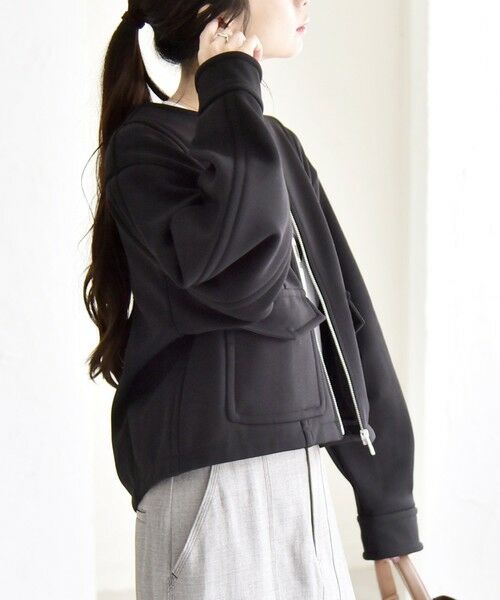 SHIPS / シップス ブルゾン | quaranciel:〈洗濯機可能〉ダンボール 裏起毛 ノーカラー コクーン ショート ブルゾン | 詳細6