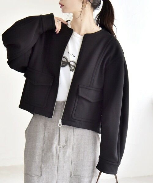 SHIPS / シップス ブルゾン | quaranciel:〈洗濯機可能〉ダンボール 裏起毛 ノーカラー コクーン ショート ブルゾン | 詳細7