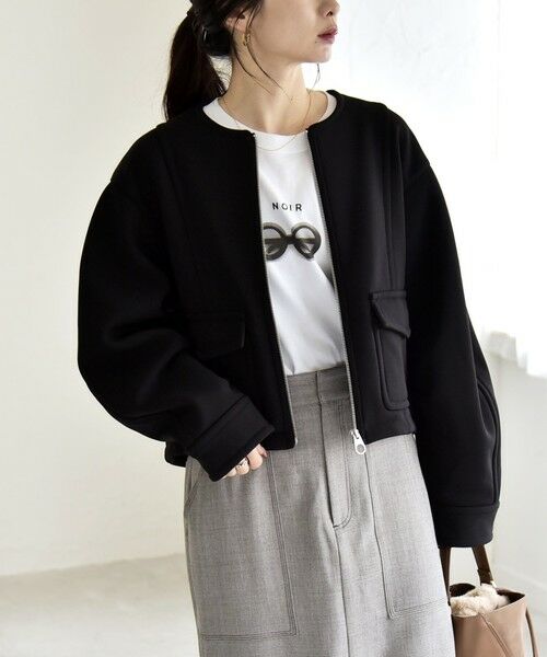 SHIPS / シップス ブルゾン | quaranciel:〈洗濯機可能〉ダンボール 裏起毛 ノーカラー コクーン ショート ブルゾン | 詳細8