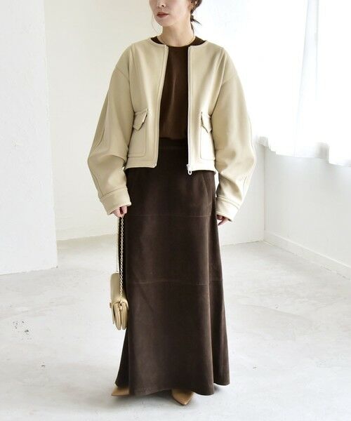 SHIPS / シップス ブルゾン | quaranciel:〈洗濯機可能〉ダンボール 裏起毛 ノーカラー コクーン ショート ブルゾン | 詳細15