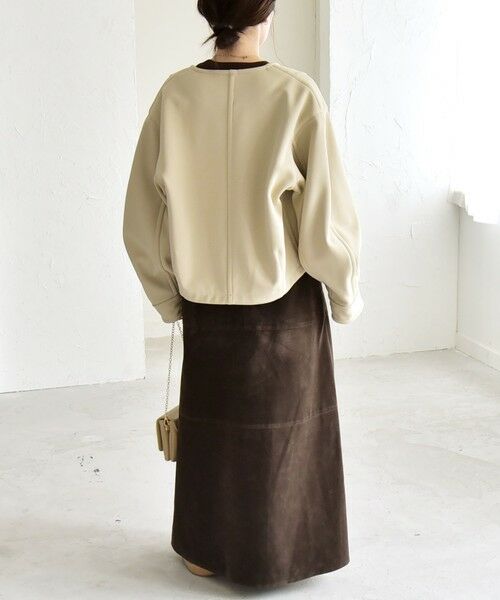 SHIPS / シップス ブルゾン | quaranciel:〈洗濯機可能〉ダンボール 裏起毛 ノーカラー コクーン ショート ブルゾン | 詳細16