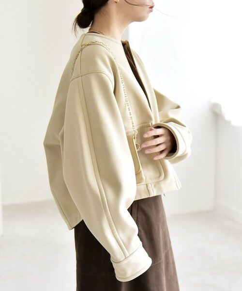 SHIPS / シップス ブルゾン | quaranciel:〈洗濯機可能〉ダンボール 裏起毛 ノーカラー コクーン ショート ブルゾン | 詳細20