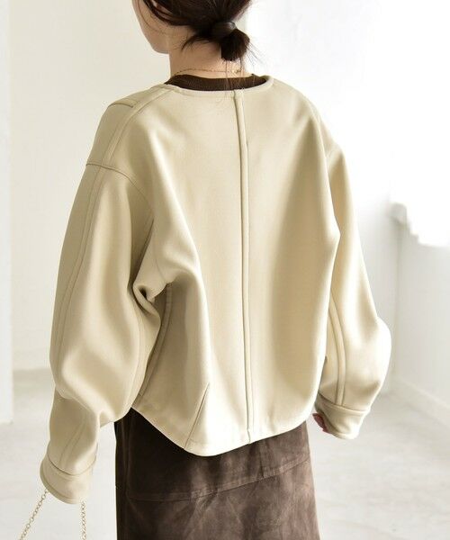 SHIPS / シップス ブルゾン | quaranciel:〈洗濯機可能〉ダンボール 裏起毛 ノーカラー コクーン ショート ブルゾン | 詳細22