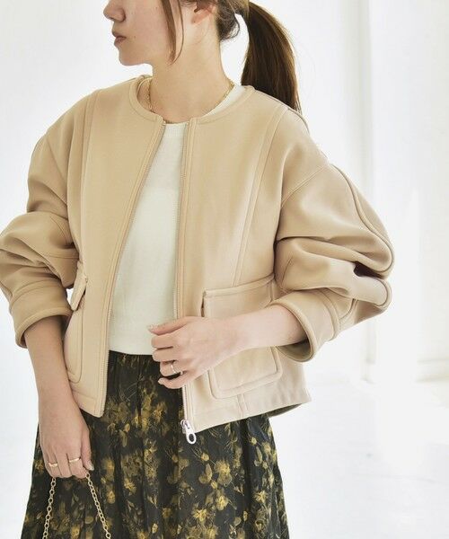 SHIPS / シップス ブルゾン | quaranciel:〈洗濯機可能〉ダンボール 裏起毛 ノーカラー コクーン ショート ブルゾン | 詳細25