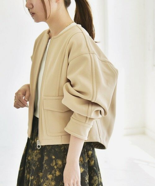 SHIPS / シップス ブルゾン | quaranciel:〈洗濯機可能〉ダンボール 裏起毛 ノーカラー コクーン ショート ブルゾン | 詳細26