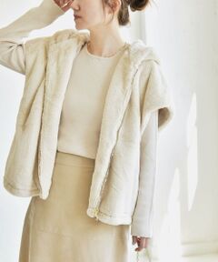 SHIPS / シップス その他アウター | quaranciel: フーディー フェイクファー ドロスト ジップ ショート ベスト