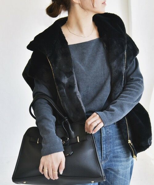 SHIPS / シップス その他アウター | quaranciel: フーディー フェイクファー ドロスト ジップ ショート ベスト | 詳細26