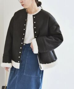 SHIPS / シップス その他アウター | quaranciel: ボア ボンディング ノーカラー スナップ ブルゾン