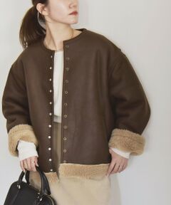 SHIPS / シップス その他アウター | quaranciel: ボア ボンディング ノーカラー スナップ ブルゾン