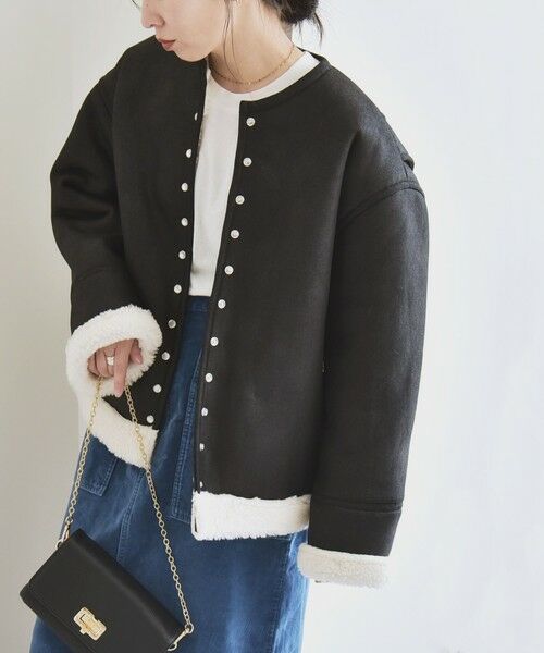 SHIPS / シップス その他アウター | quaranciel: ボア ボンディング ノーカラー スナップ ブルゾン | 詳細3