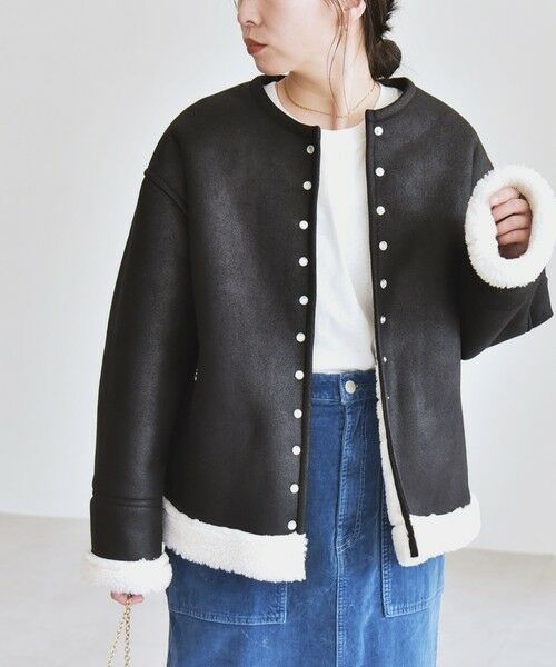 SHIPS / シップス その他アウター | quaranciel: ボア ボンディング ノーカラー スナップ ブルゾン | 詳細4