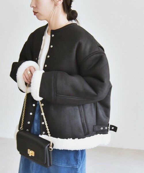 SHIPS / シップス その他アウター | quaranciel: ボア ボンディング ノーカラー スナップ ブルゾン | 詳細5