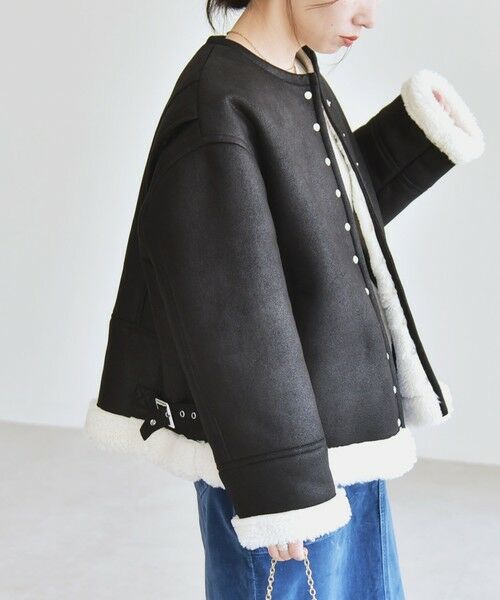 SHIPS / シップス その他アウター | quaranciel: ボア ボンディング ノーカラー スナップ ブルゾン | 詳細6