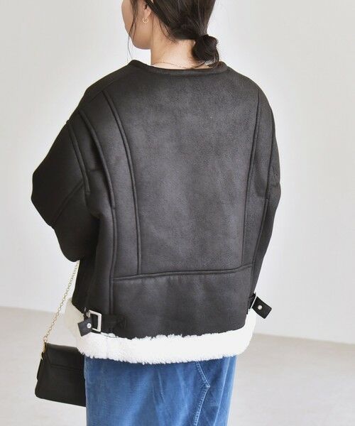 SHIPS / シップス その他アウター | quaranciel: ボア ボンディング ノーカラー スナップ ブルゾン | 詳細7