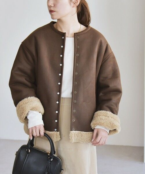 SHIPS / シップス その他アウター | quaranciel: ボア ボンディング ノーカラー スナップ ブルゾン | 詳細13