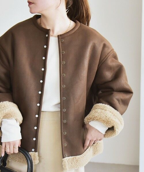 SHIPS / シップス その他アウター | quaranciel: ボア ボンディング ノーカラー スナップ ブルゾン | 詳細14