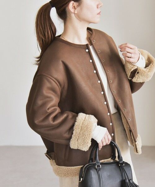 SHIPS / シップス その他アウター | quaranciel: ボア ボンディング ノーカラー スナップ ブルゾン | 詳細15