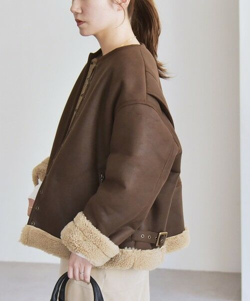 SHIPS / シップス その他アウター | quaranciel: ボア ボンディング ノーカラー スナップ ブルゾン | 詳細17