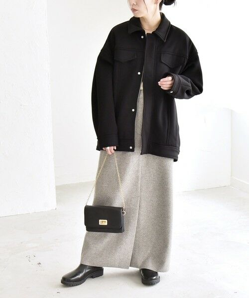 SHIPS / シップス ブルゾン | quaranciel:〈洗濯機可能〉ダンボール 裏起毛 コクーン オーバー シャツ ジャケット | 詳細1