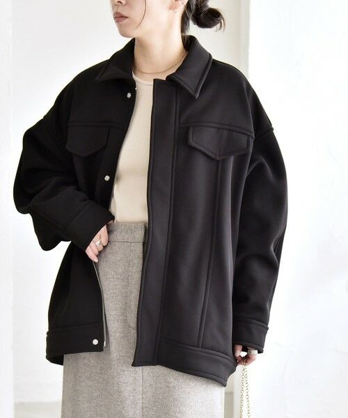 SHIPS / シップス ブルゾン | quaranciel:〈洗濯機可能〉ダンボール 裏起毛 コクーン オーバー シャツ ジャケット | 詳細10