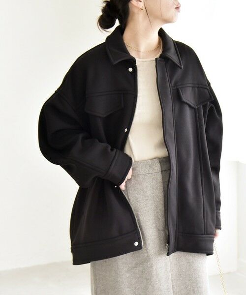 SHIPS / シップス ブルゾン | quaranciel:〈洗濯機可能〉ダンボール 裏起毛 コクーン オーバー シャツ ジャケット | 詳細11