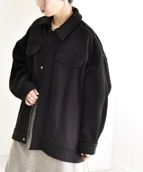 SHIPS / シップス ブルゾン | quaranciel:〈洗濯機可能〉ダンボール 裏起毛 コクーン オーバー シャツ ジャケット | 詳細3