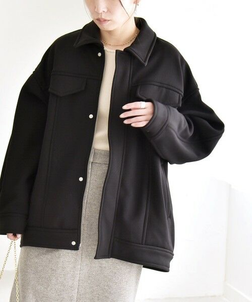 SHIPS / シップス ブルゾン | quaranciel:〈洗濯機可能〉ダンボール 裏起毛 コクーン オーバー シャツ ジャケット | 詳細9